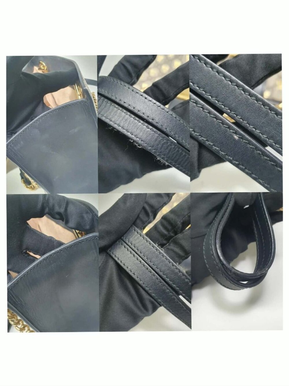Authentic Gucci Padlock Bee GG Supreme Chain Shoulder Bag Beige Black Gold - Picture 9 of 12